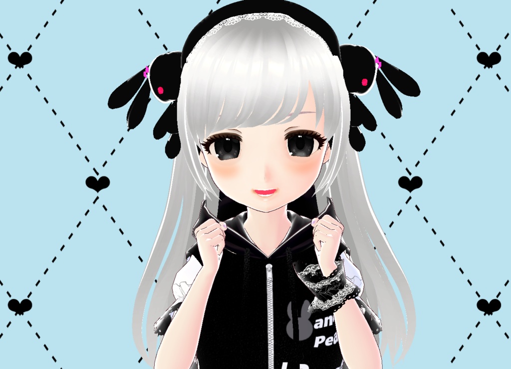 黒しゅしゅレース手首アクセサリーVroid PNG