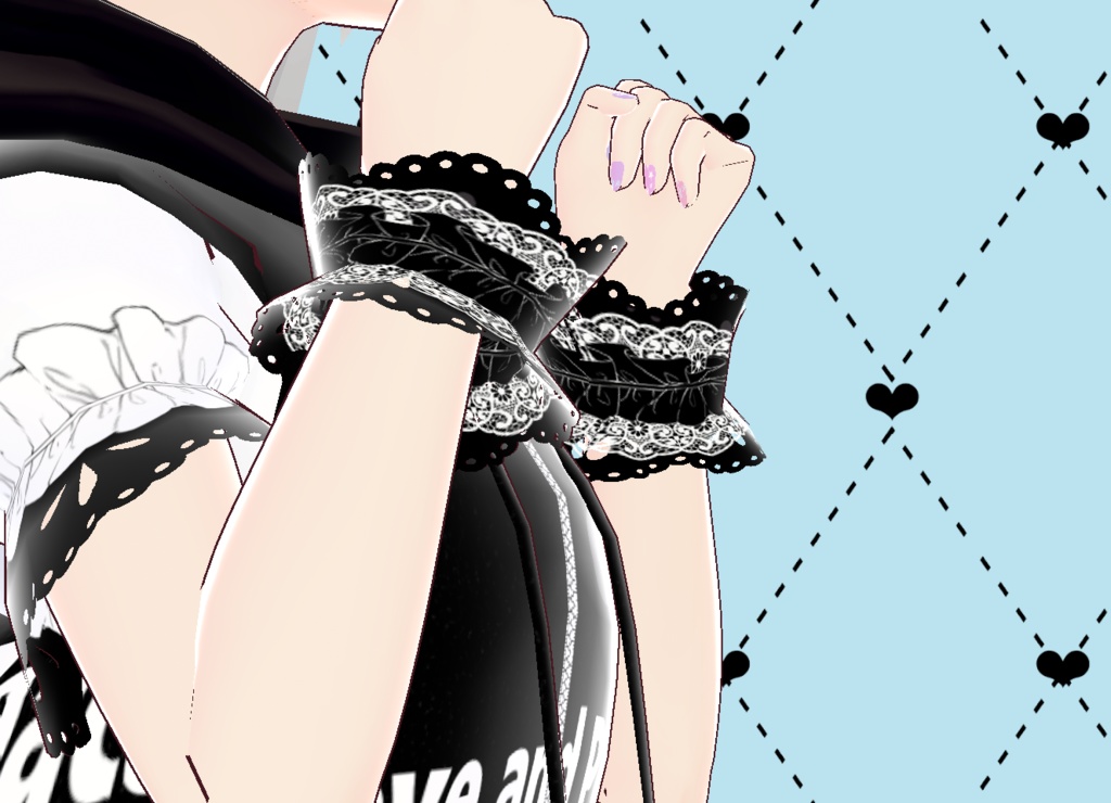黒しゅしゅレース手首アクセサリーVroid PNG