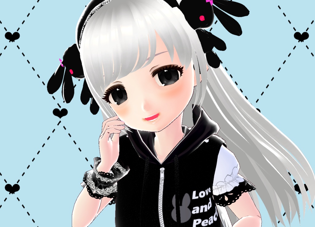 黒しゅしゅレース手首アクセサリーVroid PNG