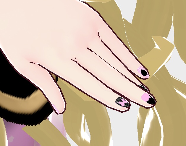 ピンクxブラック キュートネイル Vroid PNG