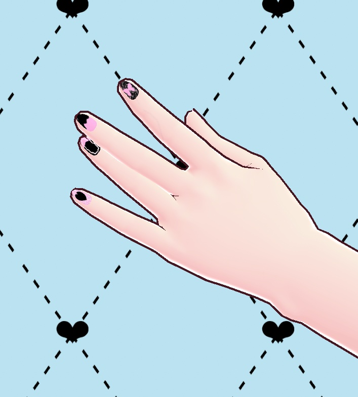ピンクxブラック キュートネイル Vroid PNG