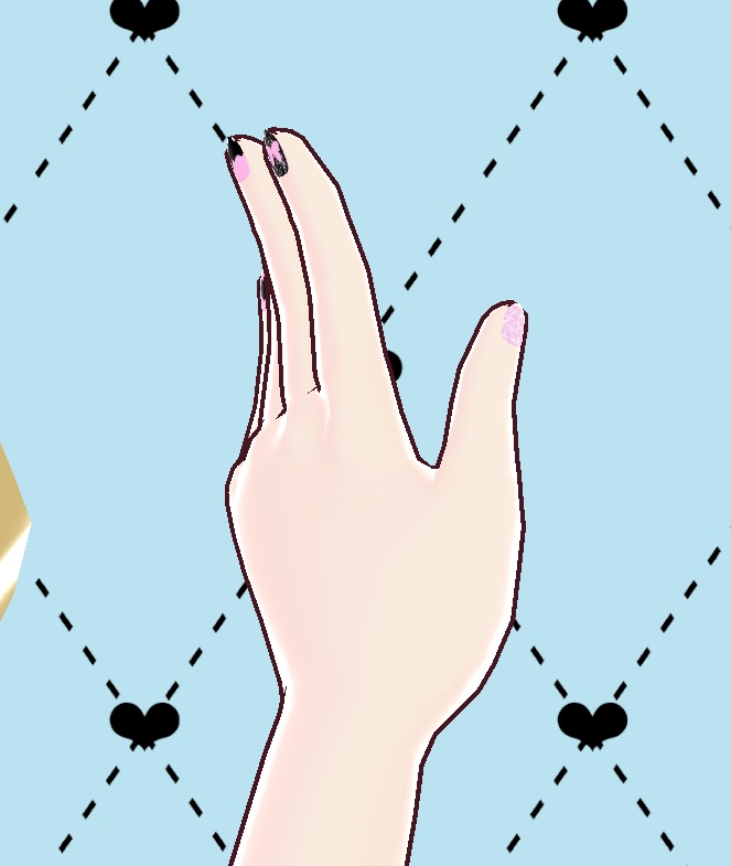 ピンクxブラック キュートネイル Vroid PNG