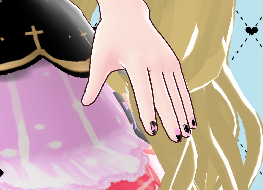 ピンクxブラック キュートネイル Vroid PNG