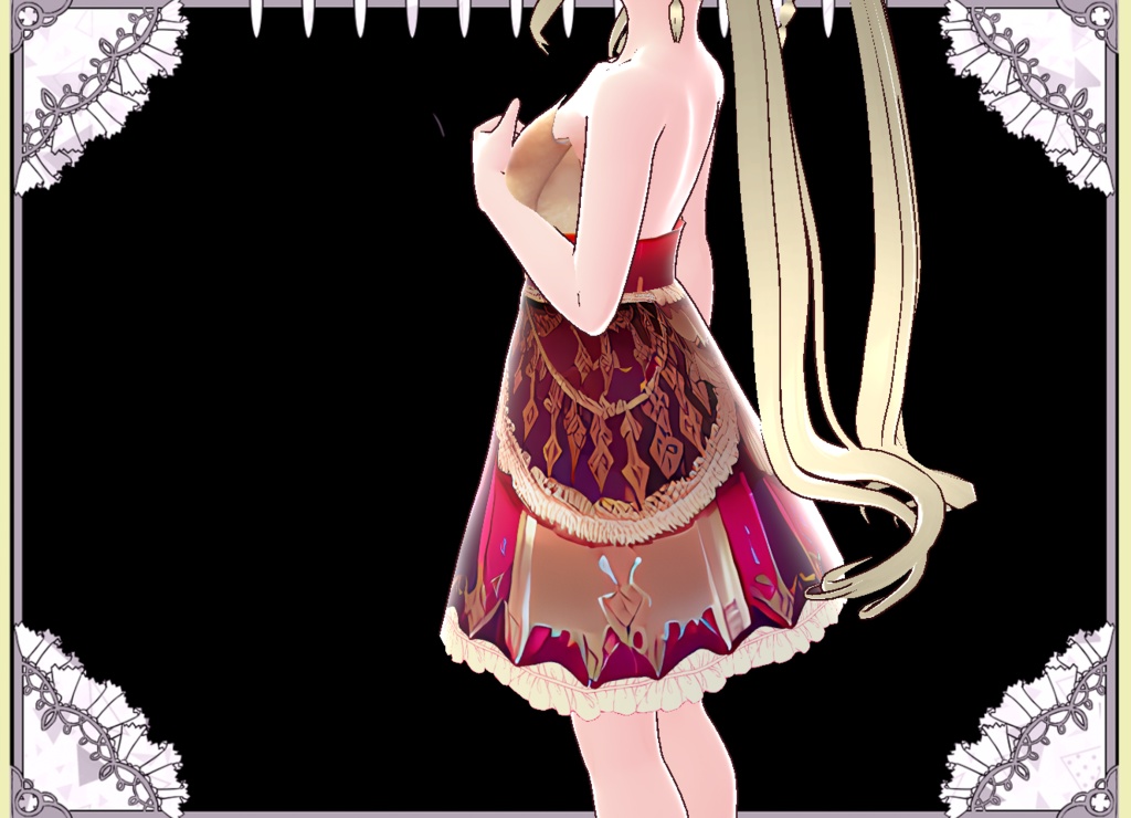 ゴージャス美形ドレス&おしゃれ靴 Vroid用カスタムアイテム