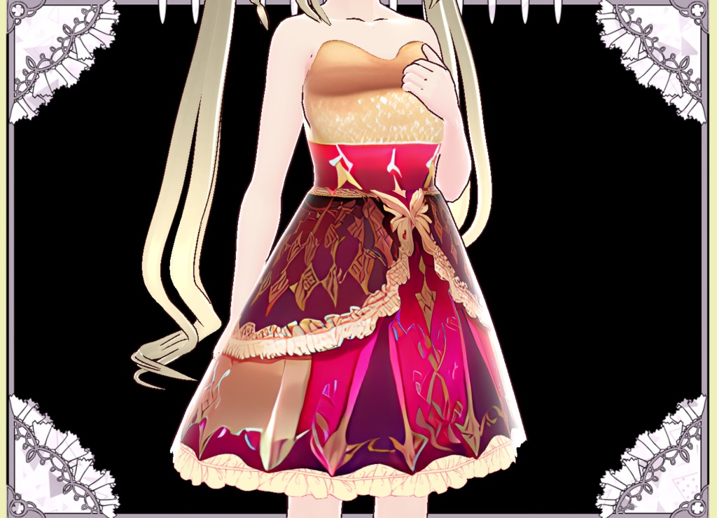 ゴージャス美形ドレス&おしゃれ靴 Vroid用カスタムアイテム