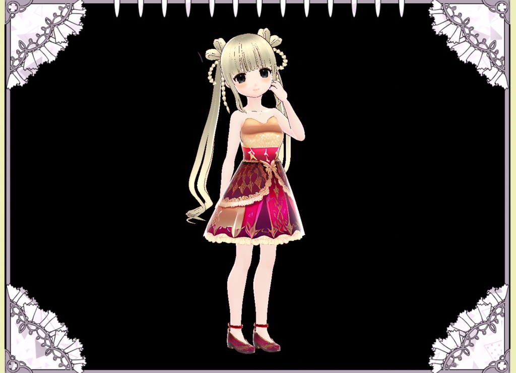 ゴージャス美形ドレス&おしゃれ靴 Vroid用カスタムアイテム