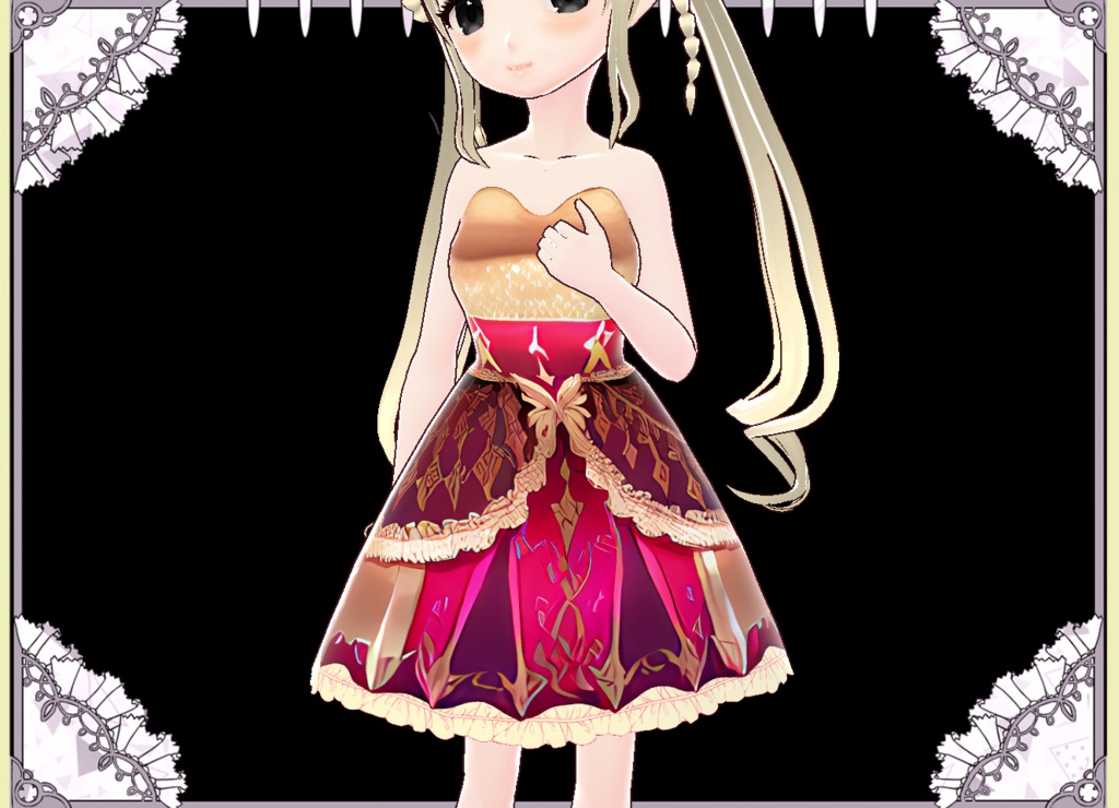 ゴージャス美形ドレス&おしゃれ靴 Vroid用カスタムアイテム