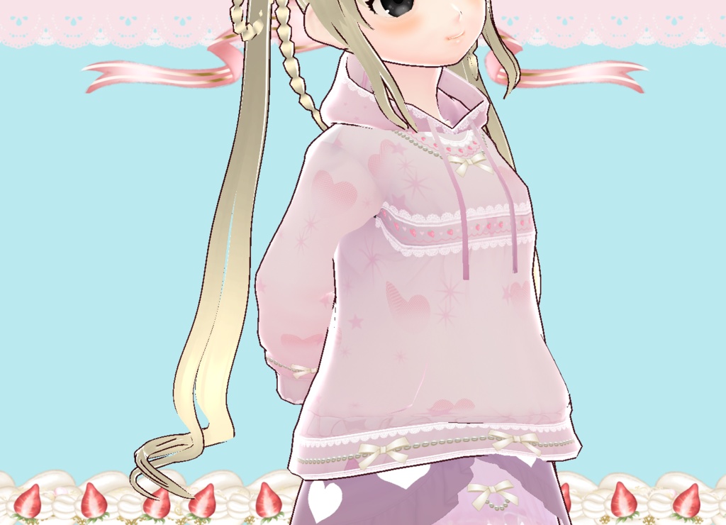 ラブリーパーカー&スカート&靴 セット Vroid製VRMあり