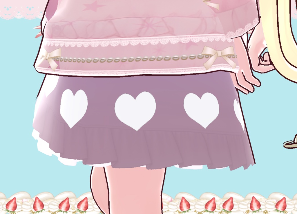 ラブリーパーカー&スカート&靴 セット Vroid製VRMあり