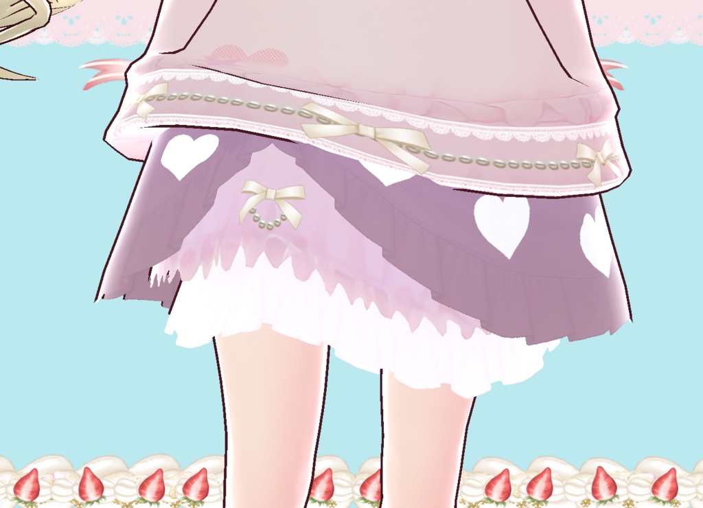 ラブリーパーカー&スカート&靴 セット Vroid製VRMあり