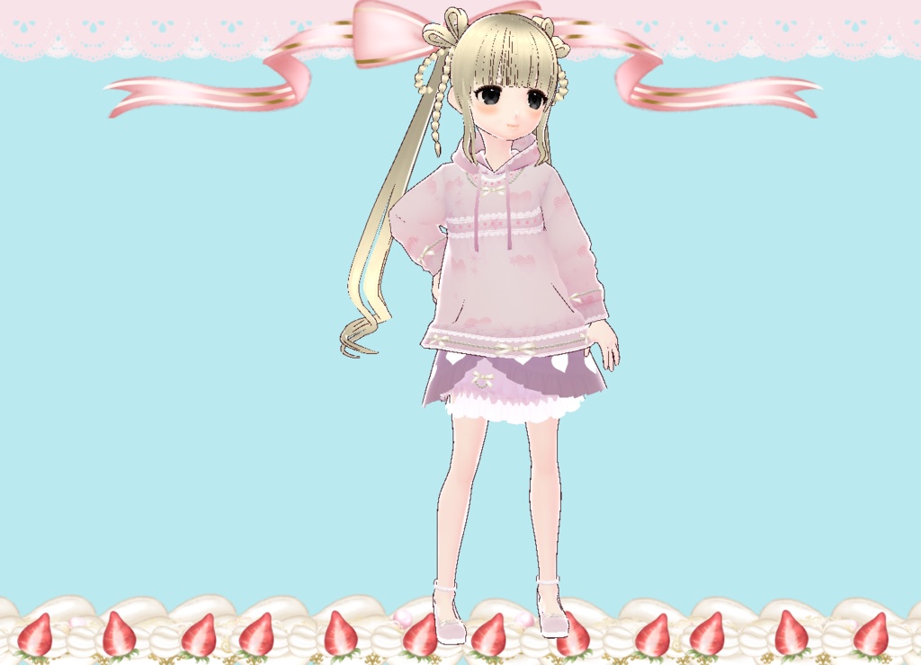 ラブリーパーカー&スカート&靴 セット Vroid製VRMあり