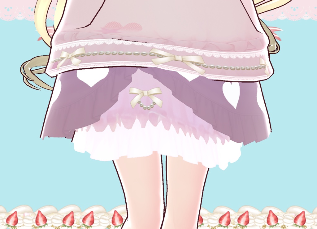 ラブリーパーカー&スカート&靴 セット Vroid製VRMあり