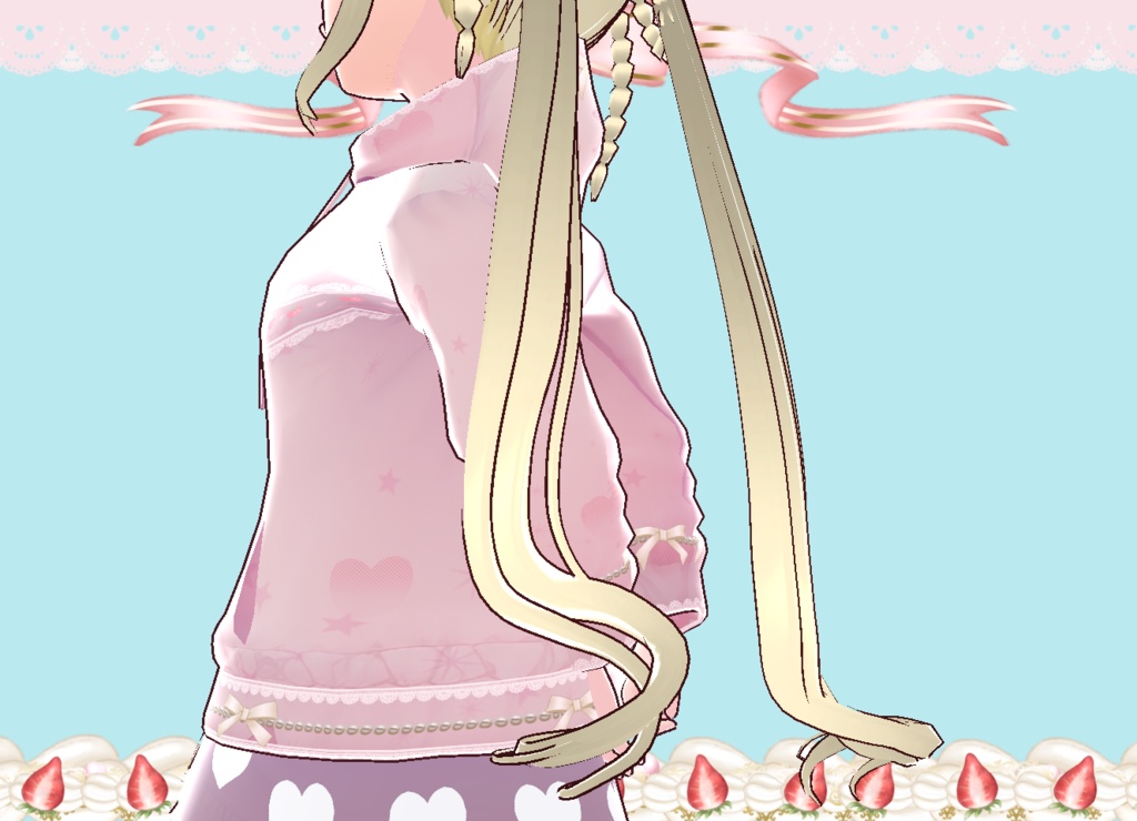 ラブリーパーカー&スカート&靴 セット Vroid製VRMあり