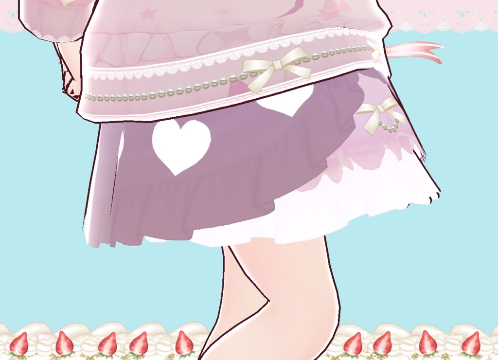 ラブリーパーカー&スカート&靴 セット Vroid製VRMあり