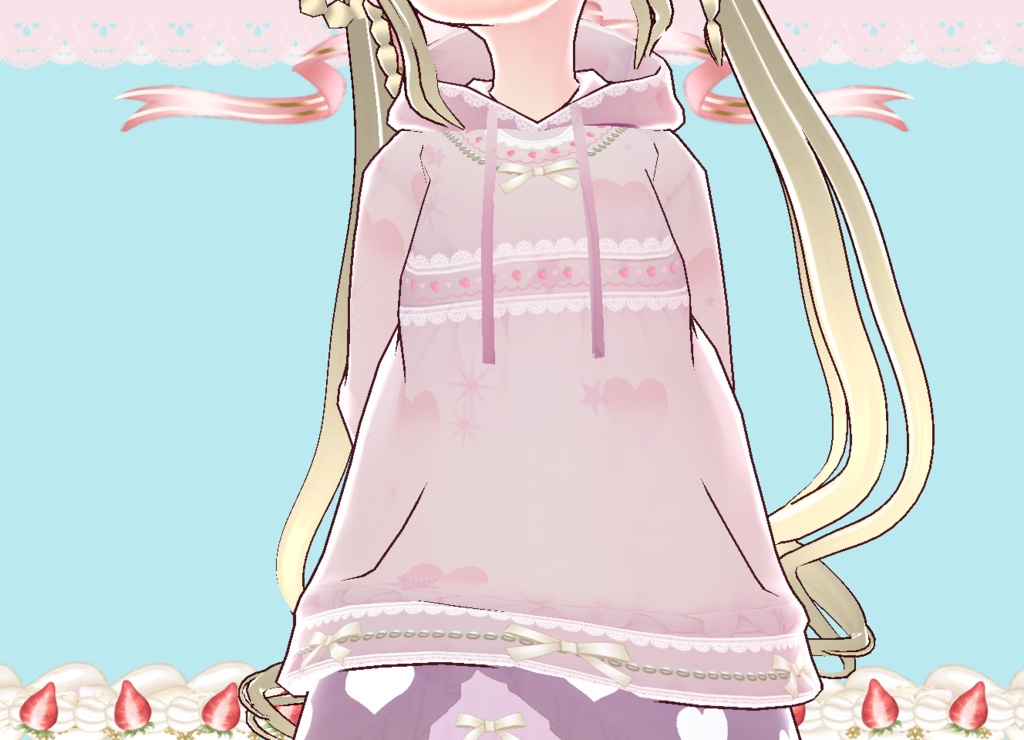 ラブリーパーカー&スカート&靴 セット Vroid製VRMあり