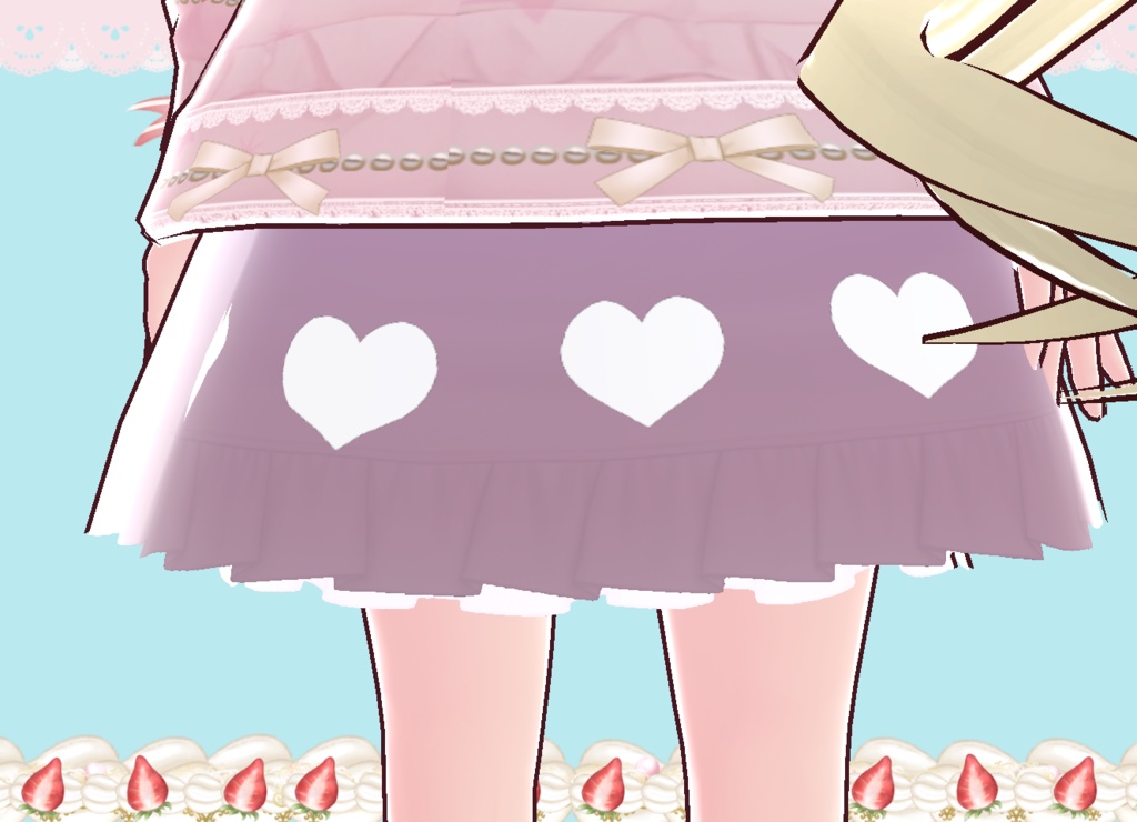 ラブリーパーカー&スカート&靴 セット Vroid製VRMあり