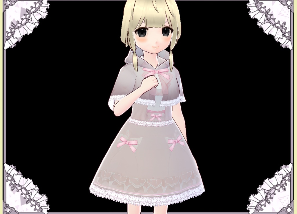 おしゃれ可愛いグレイッシュピンクのケープコート Vroidカスタムアイテム簡単着用