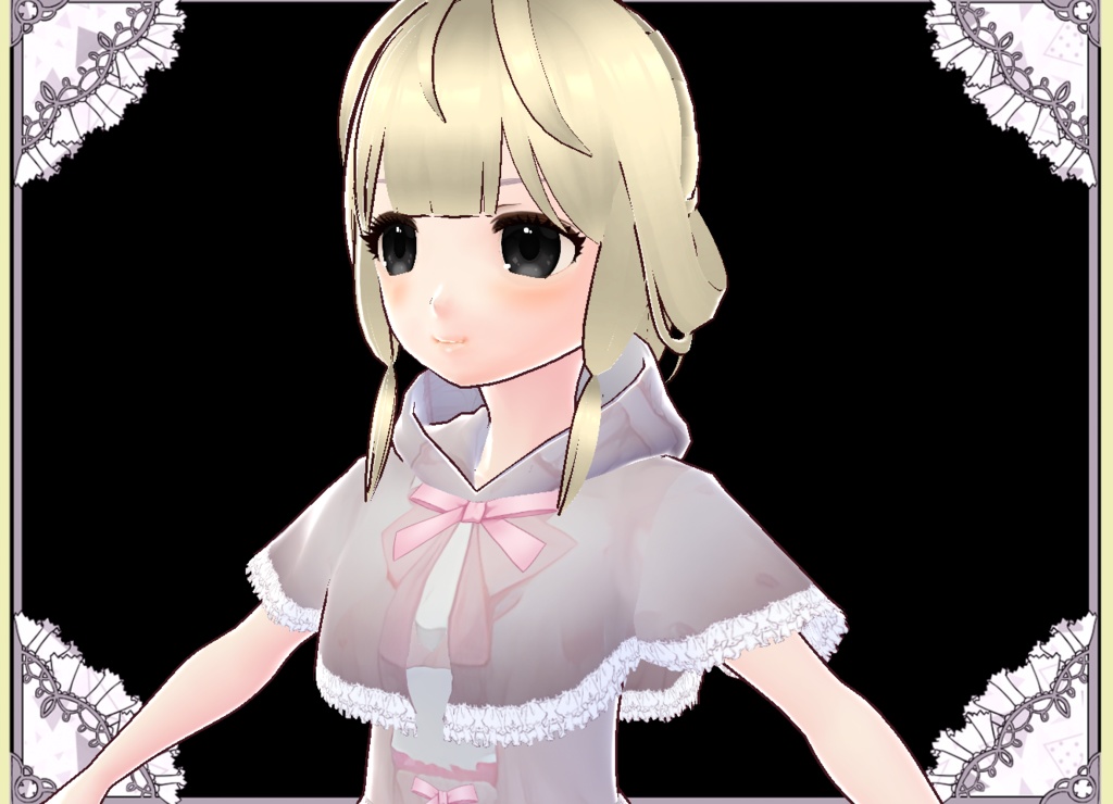 おしゃれ可愛いグレイッシュピンクのケープコート Vroidカスタムアイテム簡単着用