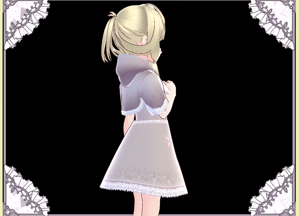 おしゃれ可愛いグレイッシュピンクのケープコート Vroidカスタムアイテム簡単着用