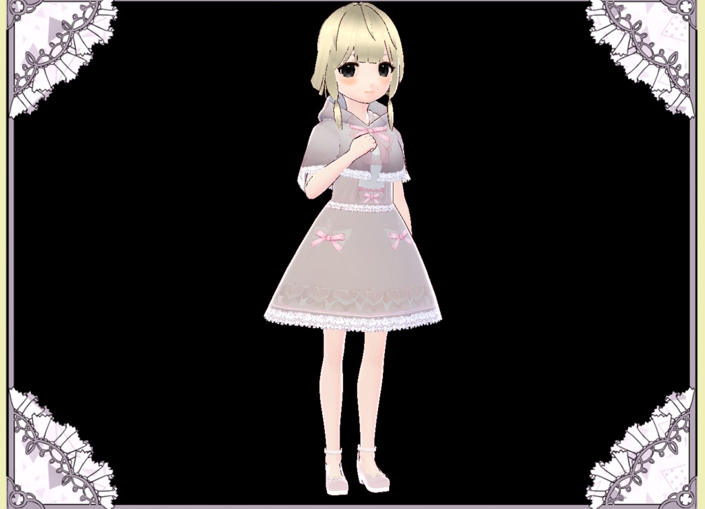 おしゃれ可愛いグレイッシュピンクのケープコート Vroidカスタムアイテム簡単着用