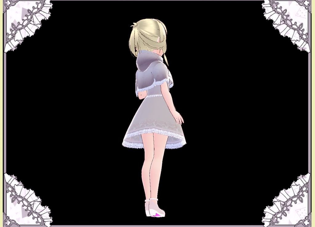 おしゃれ可愛いグレイッシュピンクのケープコート Vroidカスタムアイテム簡単着用