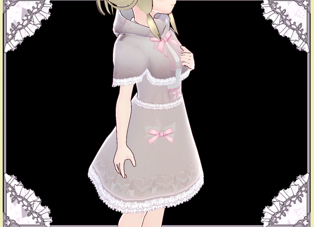 おしゃれ可愛いグレイッシュピンクのケープコート Vroidカスタムアイテム簡単着用