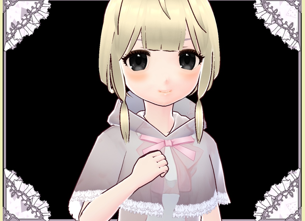 おしゃれ可愛いグレイッシュピンクのケープコート　Vroidカスタムアイテム簡単着用