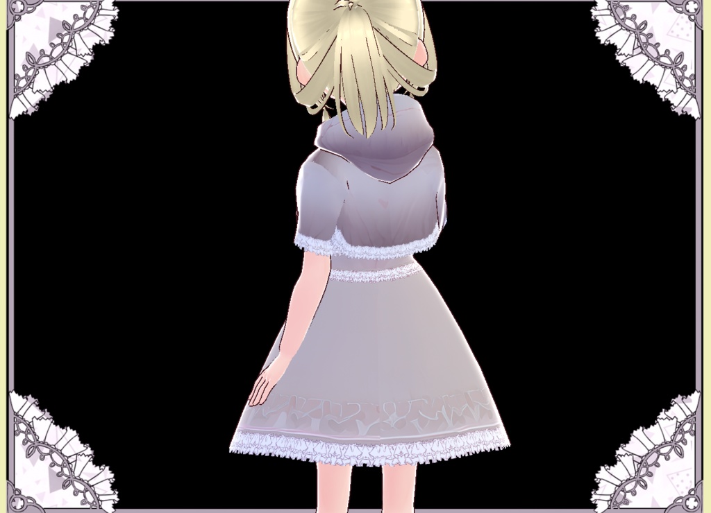 おしゃれ可愛いグレイッシュピンクのケープコート Vroidカスタムアイテム簡単着用