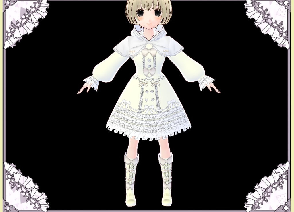 プリンセス風ドレスケープコート Vroid カスタムアイテム VRM有