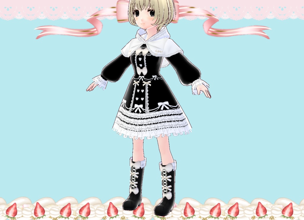 プリンセス風ドレスケープコート Vroid カスタムアイテム VRM有