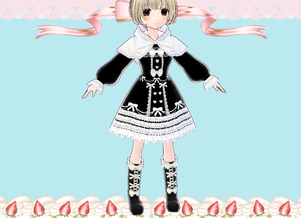 プリンセス風ドレスケープコート Vroid カスタムアイテム VRM有