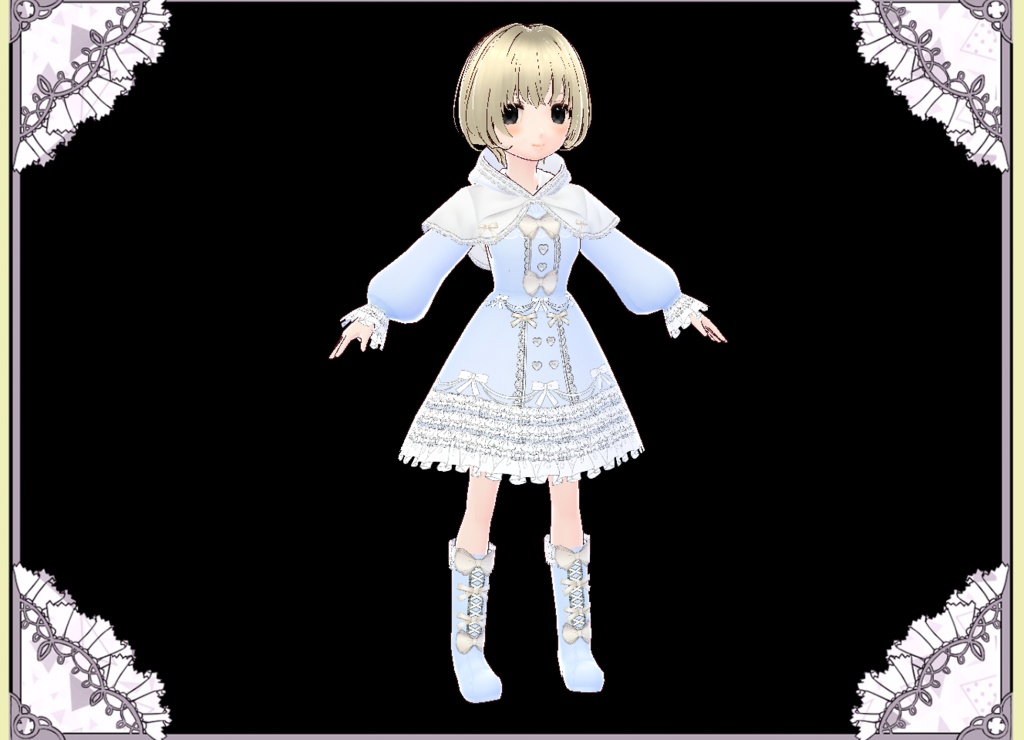 プリンセス風ドレスケープコート Vroid カスタムアイテム VRM有