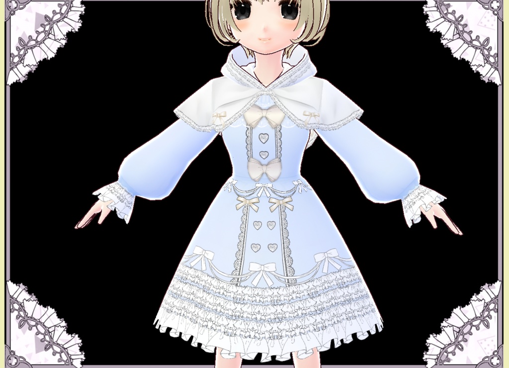 プリンセス風ドレスケープコート Vroid カスタムアイテム VRM有