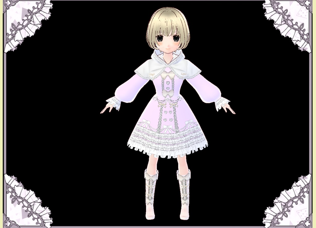 プリンセス風ドレスケープコート Vroid カスタムアイテム VRM有