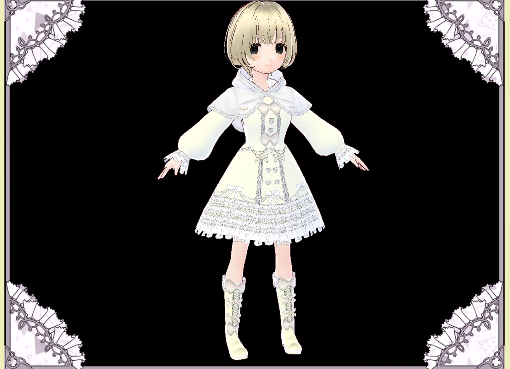 プリンセス風ドレスケープコート Vroid カスタムアイテム VRM有