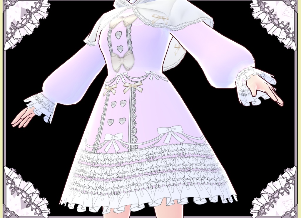 プリンセス風ドレスケープコート Vroid カスタムアイテム VRM有