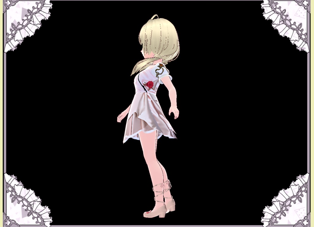 姫シルクドレス💖パンティ 紐💖編み上げ紐パンプス💖セットでお得 Vroid VRM有 カスタムアイテム