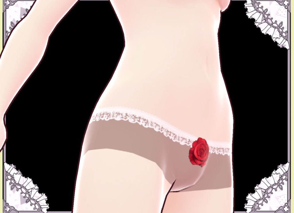 姫シルクドレス💖パンティ 紐💖編み上げ紐パンプス💖セットでお得 Vroid VRM有 カスタムアイテム