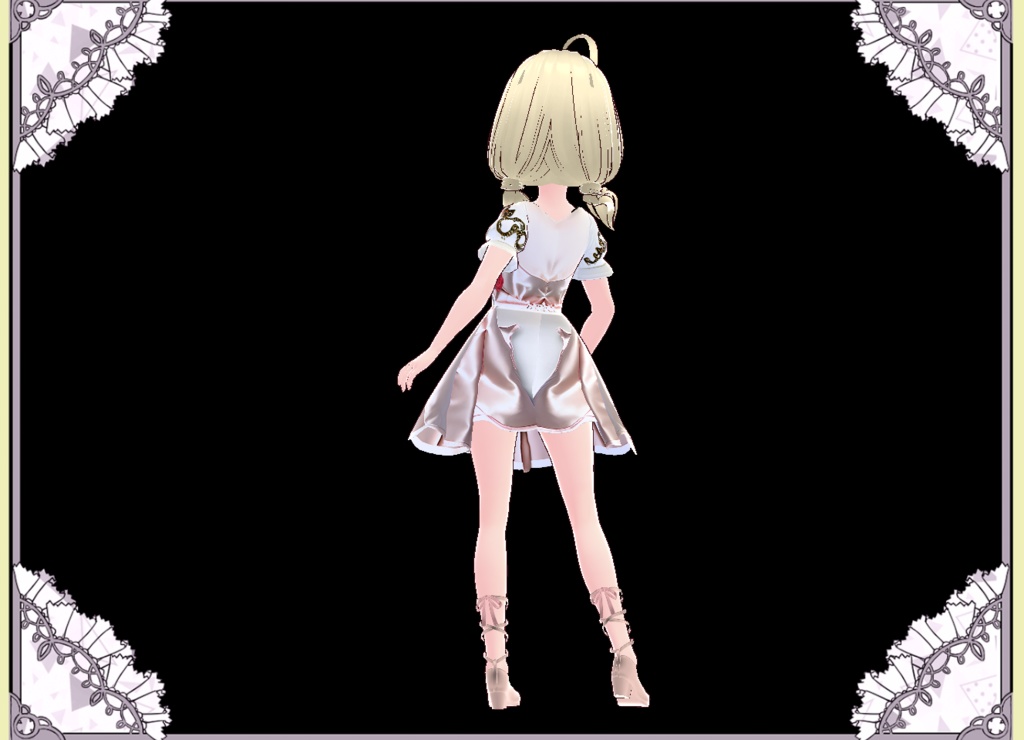 姫シルクドレス💖パンティ 紐💖編み上げ紐パンプス💖セットでお得 Vroid VRM有 カスタムアイテム