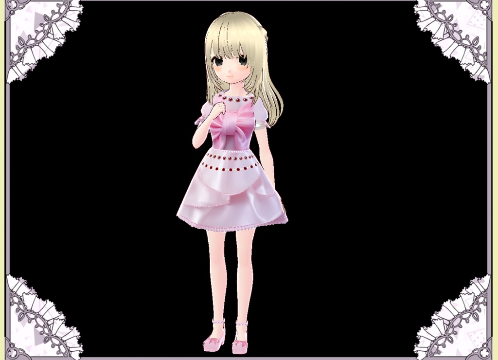 プリンセスリボンドレス🎀Vroid VRM有 カスタムアイテム