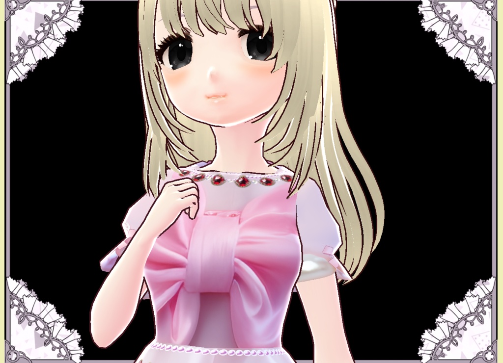プリンセスリボンドレス🎀Vroid VRM有 カスタムアイテム