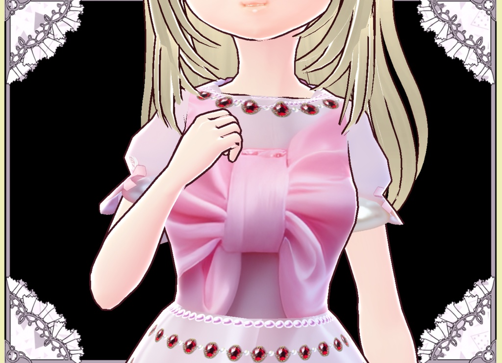 プリンセスリボンドレス🎀Vroid VRM有 カスタムアイテム