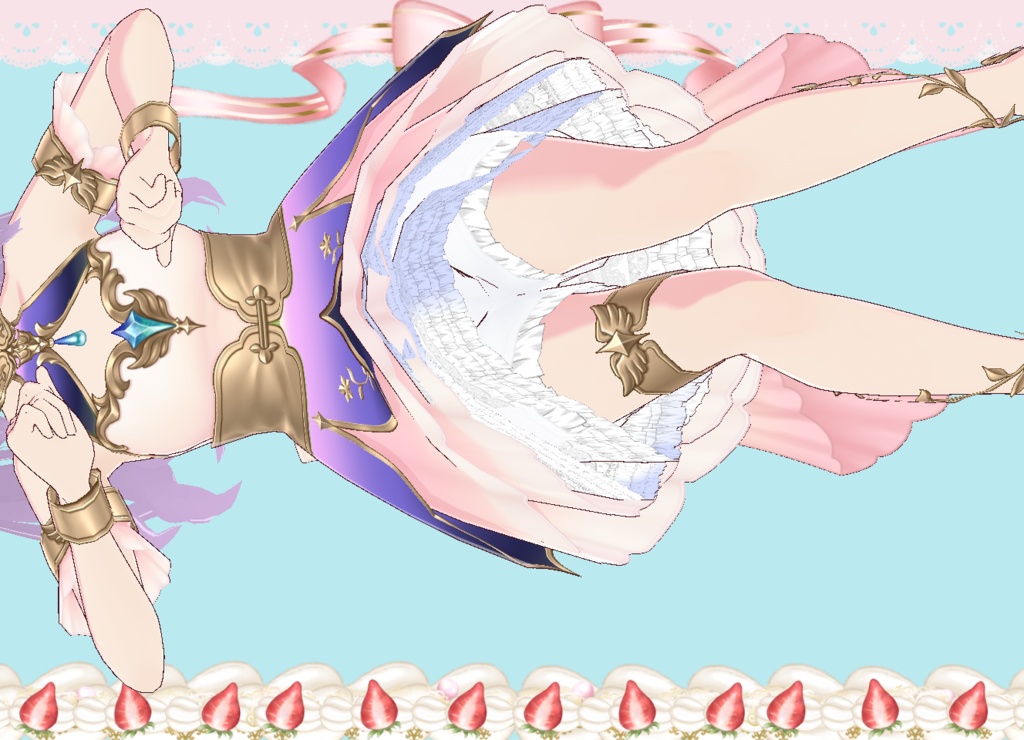 パステルドレス インナー付き(ドロワーズ・ペチコート) Vroidカスタムアイテム VRMモデル