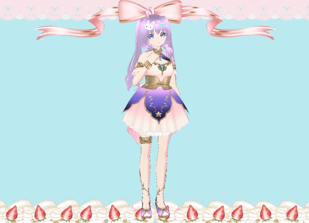 パステルドレス インナー付き(ドロワーズ・ペチコート) Vroidカスタムアイテム VRMモデル