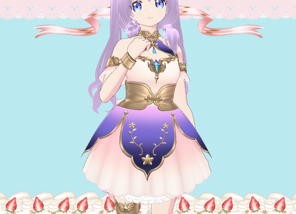 パステルドレス インナー付き(ドロワーズ・ペチコート) Vroidカスタムアイテム VRMモデル