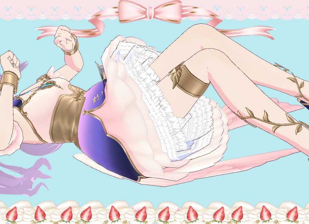 パステルドレス インナー付き(ドロワーズ・ペチコート) Vroidカスタムアイテム VRMモデル