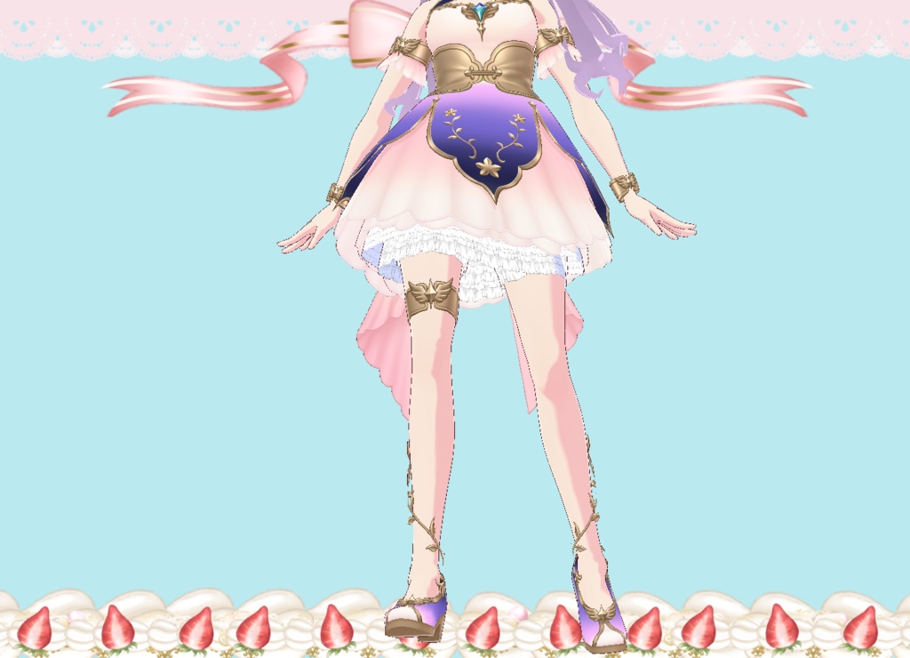 パステルドレス インナー付き(ドロワーズ・ペチコート) Vroidカスタムアイテム VRMモデル