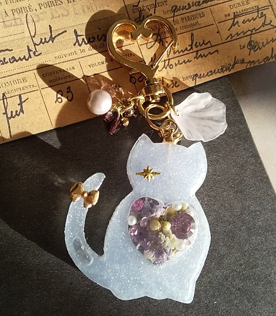 ハート猫のキーホルダー（げんや）