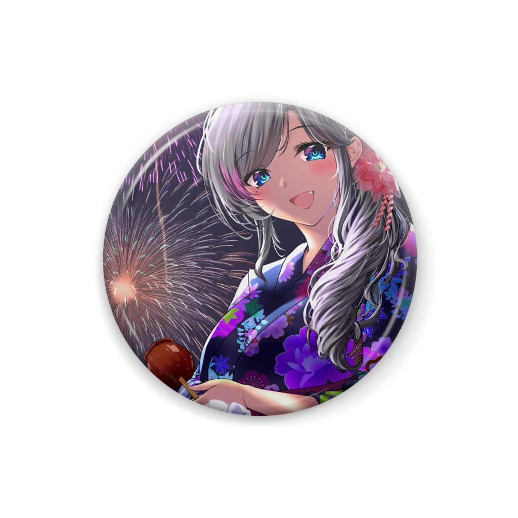 しらかば浴衣デート缶バッチ💜