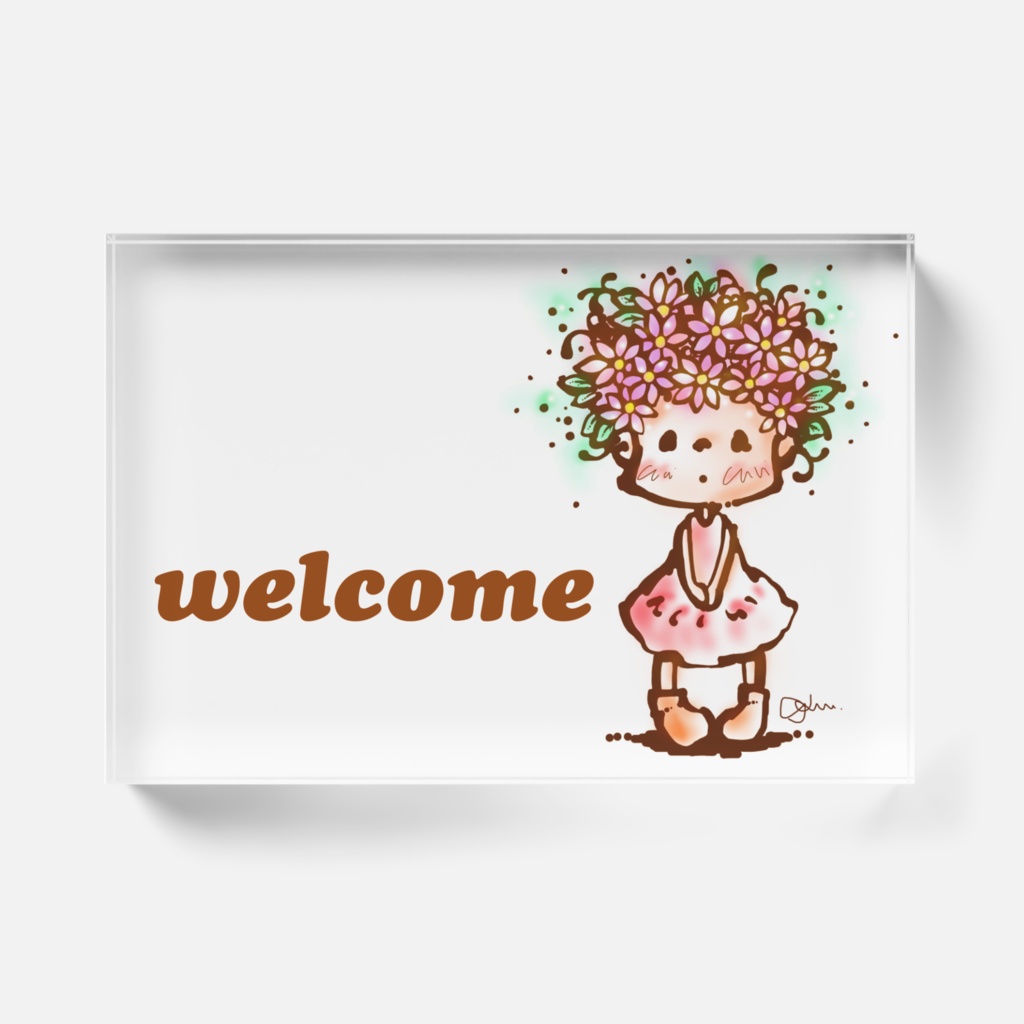 クセっ毛は花♡ウェルカムアクリルブロック